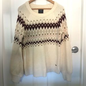 🍁 Abercrombie and Fitch knit Sweater SIZE Large L Fair isle ski snow sweatshirt